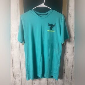 Under Armour Project Rock T-Shirt Men S Brahma Bull Teal Iron Paradise $40 MSRP*